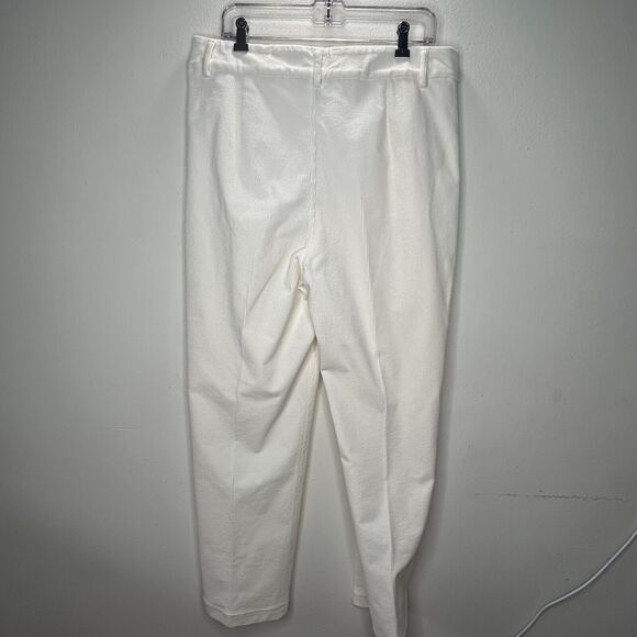 Ganni Cream Pleated Front Crease High Waist Corduroy Zip Trouser Pants 42 - Picture 2 of 10